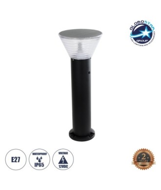 GLOBOSTAR® VEGGIE 90550 Φωτιστικό Κολωνάκι Κήπου με Ντουί 1 x E27 60° AC 220-240V Αδιάβροχο IP65 - Μαύρο - Μ23 x Π23 x Υ60cm